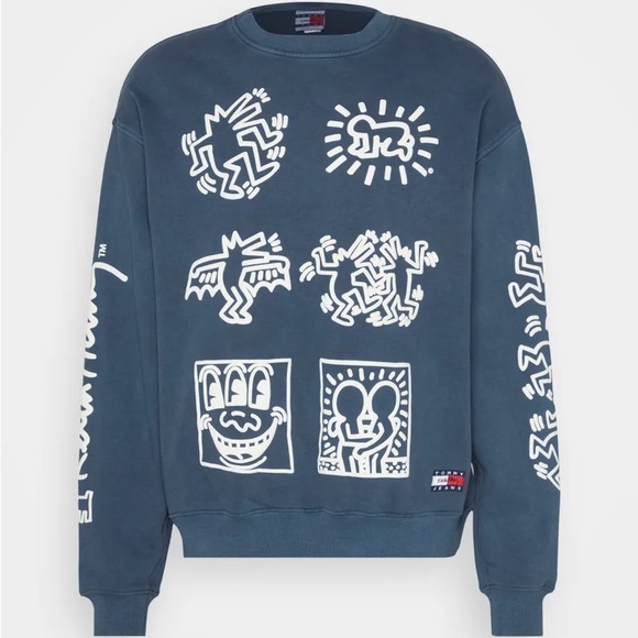 TOMMY HILFIGER JEANS X KEITH HARING Oversized Sweatshirt - Unisex Blue Grey - Picture 9 of 9